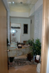 Powder Room with Shattered Glass Ceiling